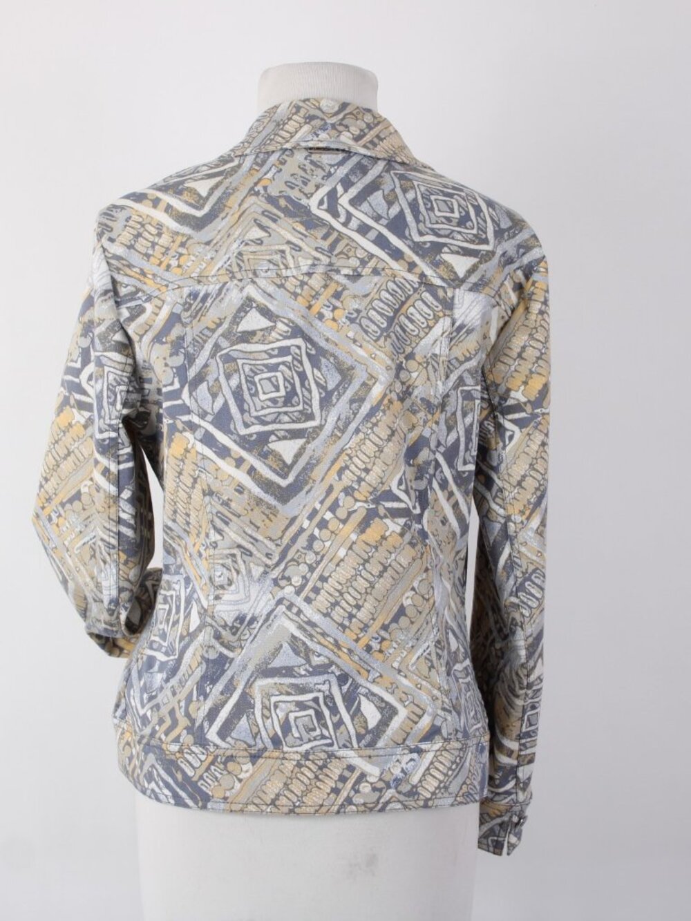 St John Sport Jacket Sz M Blue Yellow Multi Colored Cotton Spandex Jacket - Picture 5 of 11